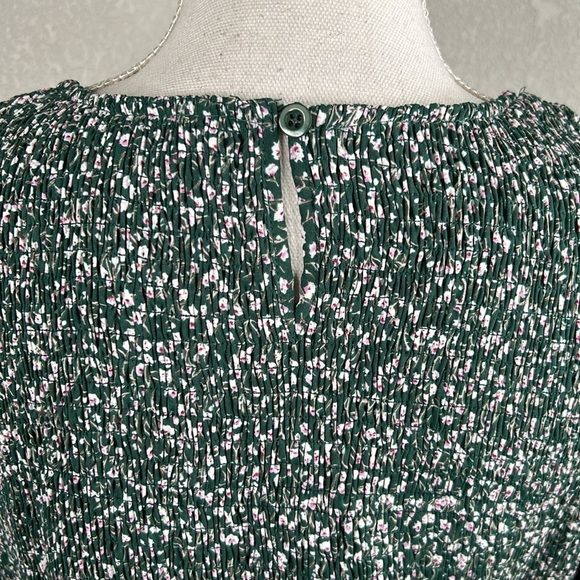 SMX Boho Floral Green Smocked 3/4 Ruffle Layered Hem Midi Dress Size 3X - Picture 6 of 8